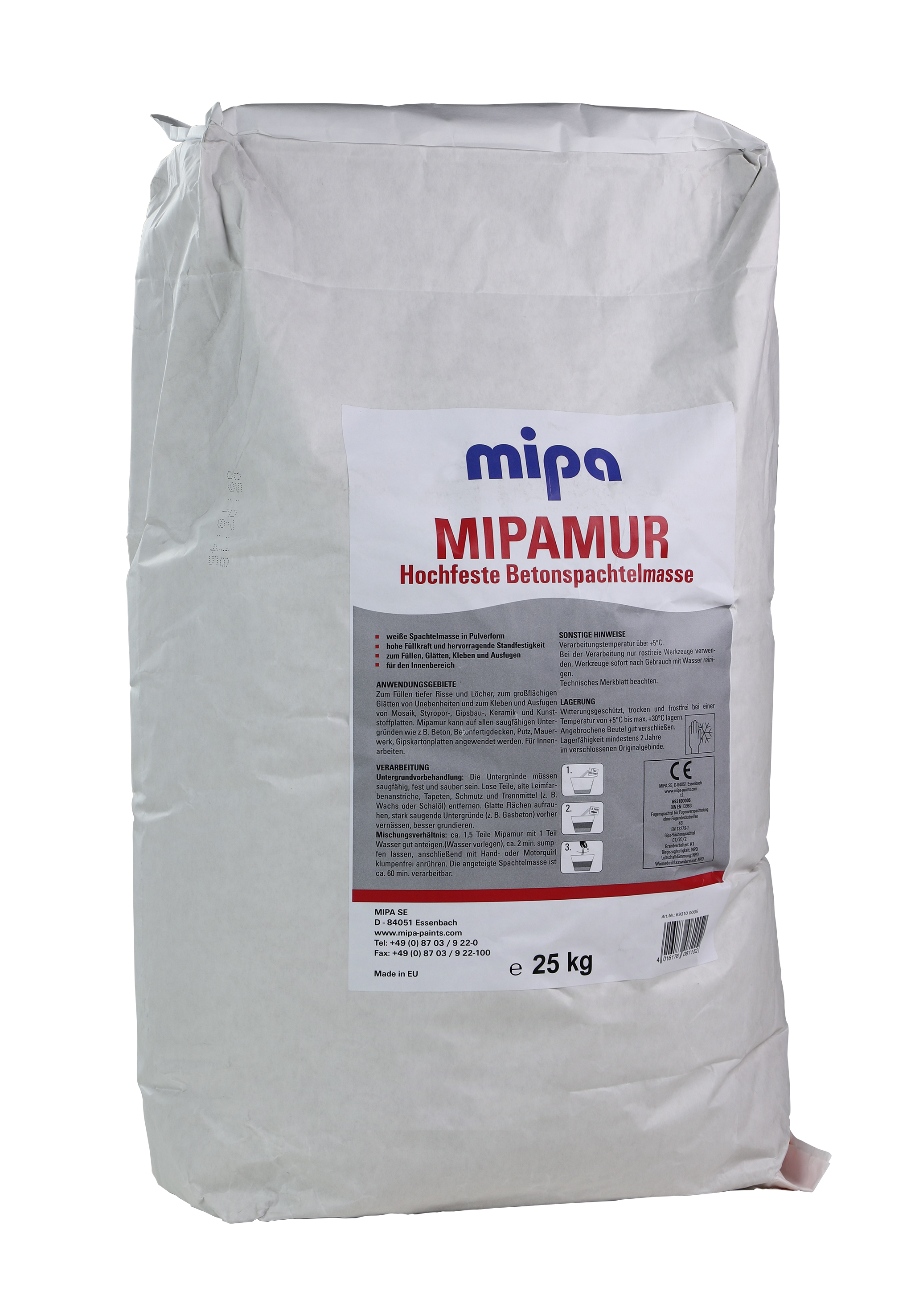 Mipa Mipamur Hochfeste Beton Spachtel Masse 25 kg